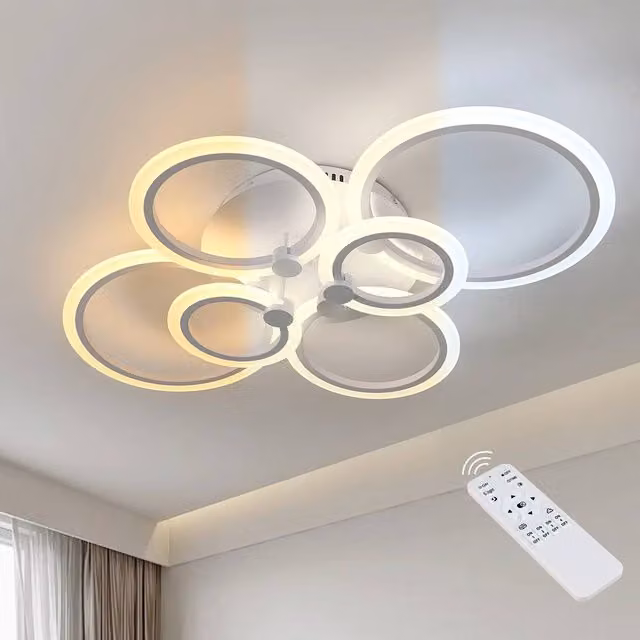 COMELY Modern 6-Ring Dimmable LED Ceiling Light in White, 76W, 8550LM