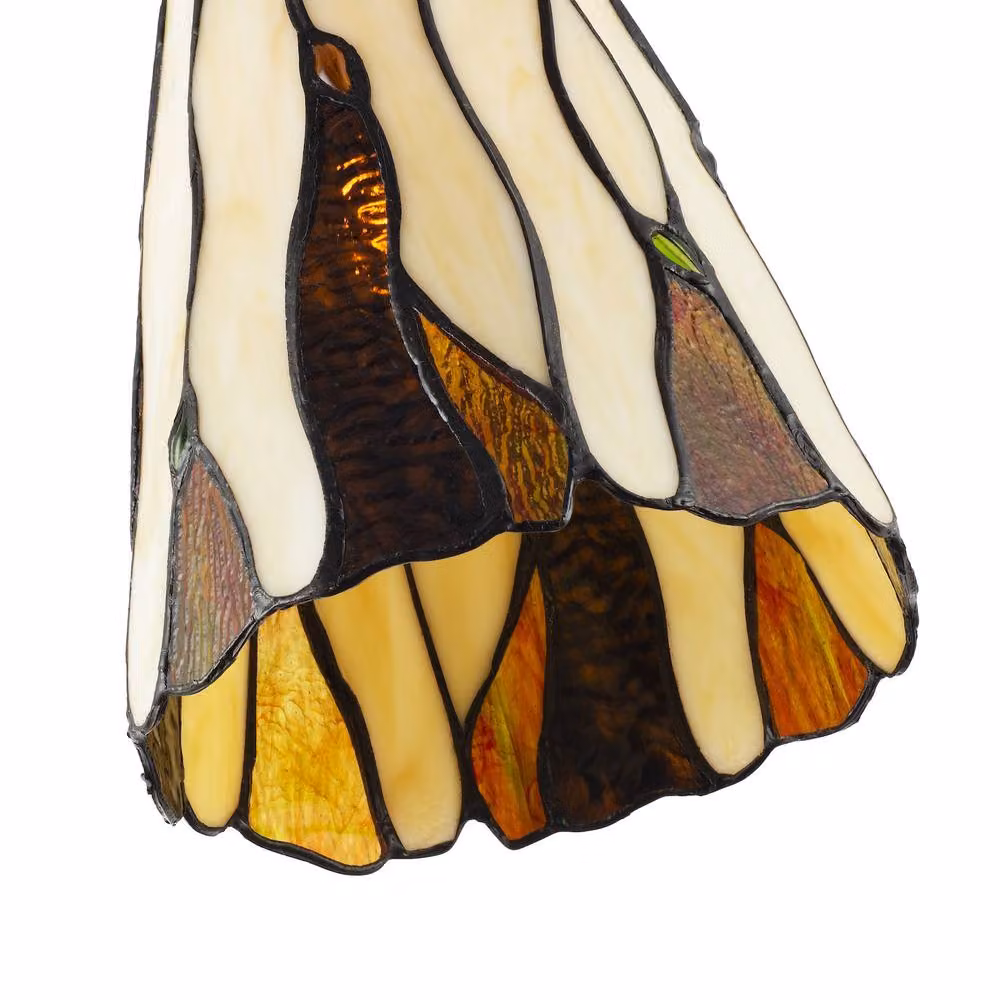 Happy Homewares Amber Stained Glass Tiffany Pendant Light Shade with Coloured Gems in Gold and Multicolour – 3