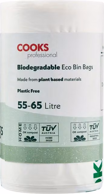Cooks Professional Biodegradable Bin Bags, 55-65L, White