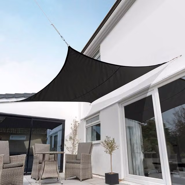 Kookaburra Square Waterproof Sun Shade Sail, Black, W x W: 3 x 3 m, UPF 50