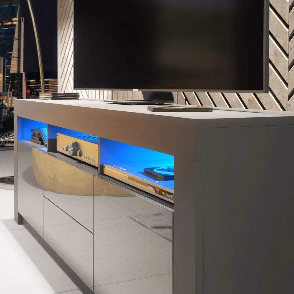 Mex Furniture Modern Matt Grey TV Stand Sideboard Cabinet – 2