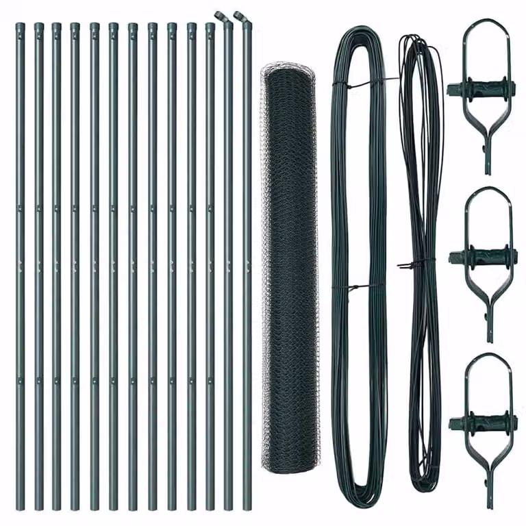 Berkfield Home Elegant Metal Wire Mesh Fencing Set of 2, Forest Green, H: 25 cm x W: 1 m