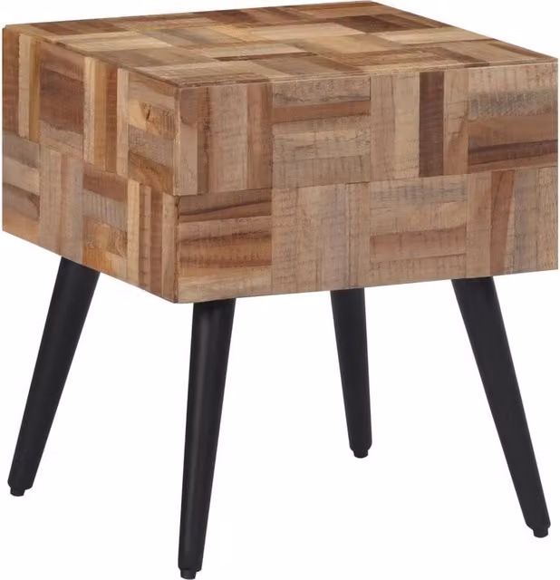 Berkfield Home Modern Square Side Table in Brown Multicolour Solid Reclaimed Teak, W/D/H: 40 x 40 x 45 cm