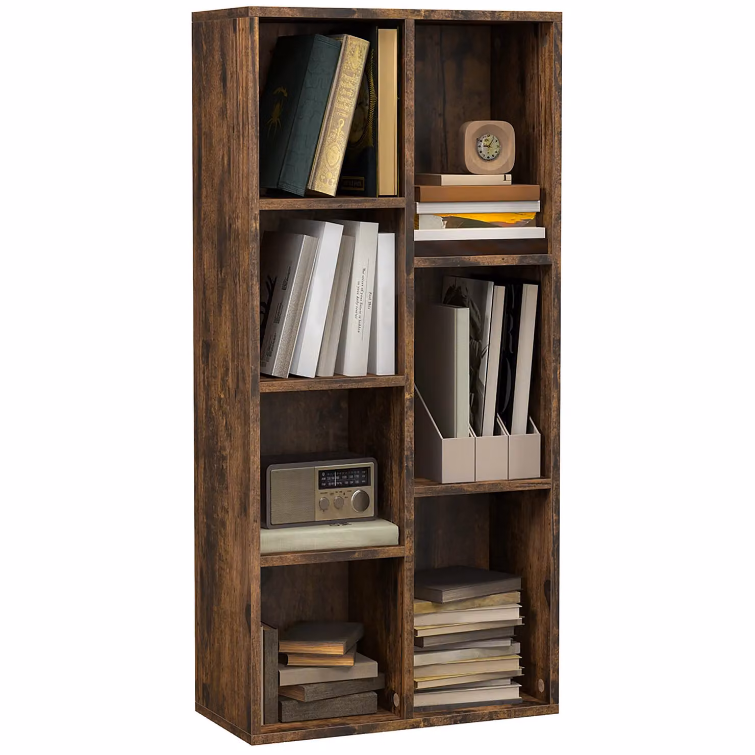 HOMCOM Modern Cube Bookshelf and Display Cabinet in Brown – 2