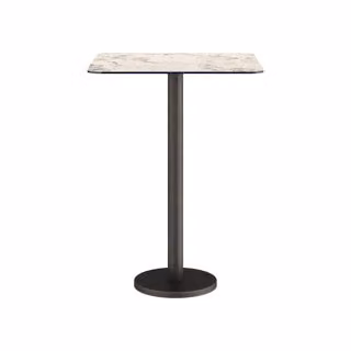 Dome Deco BARI SQUARE Bar Table in Beige and White Marble Stone