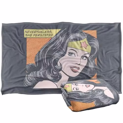 Warner Bros. DC Wonder Woman She Persisted Super Soft Fleece Throw Blanket, Multicolour, W/D/H: 91 x 147 cm – 1
