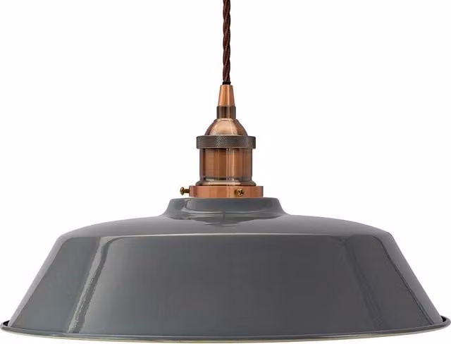 SE Home Chancery Suspended Pendant Light in French Grey with Antique Copper and Brown Metal Details
