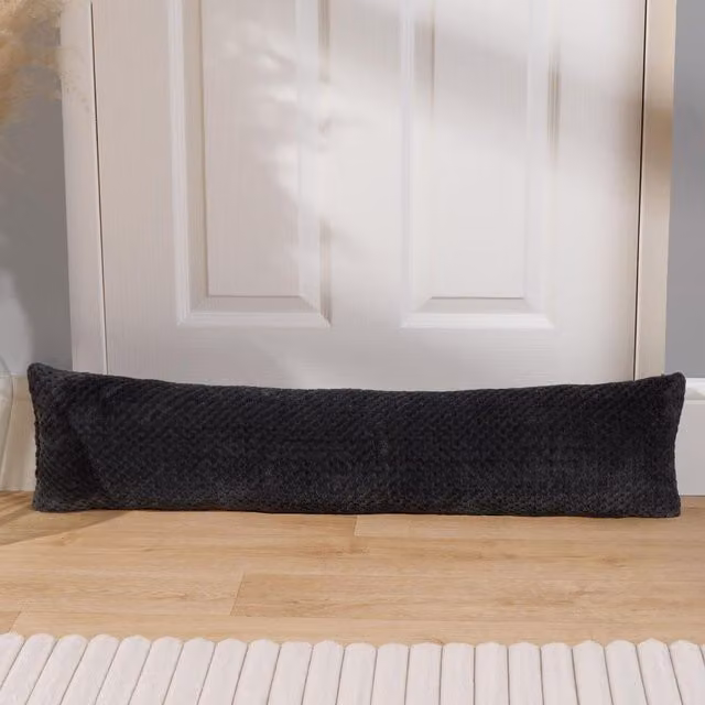 OHS Waffle Fleece Door Draught Excluder Insulator in Grey Anthracite