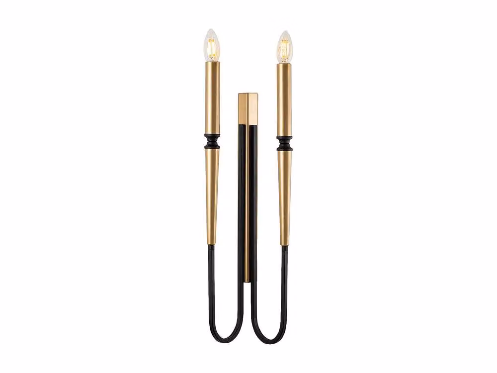 Vente-unique Candlestick-Style Metal Wall Light in Gold and Black, H 58 cm x W 18 cm – 2