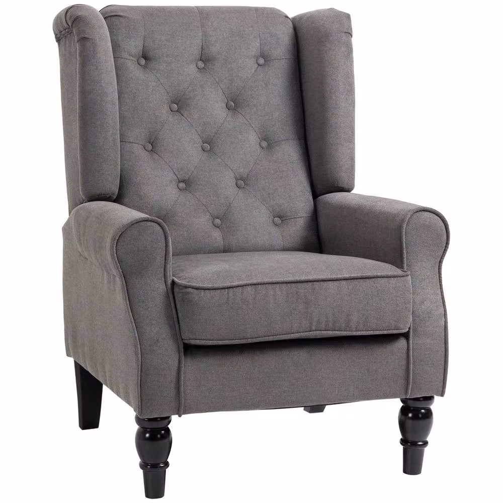 Wyld Haus Keri Molo Snow Flannel Dark Grey Wingback Accent Chair with Button Tufting and Solid Wood Frame – 2