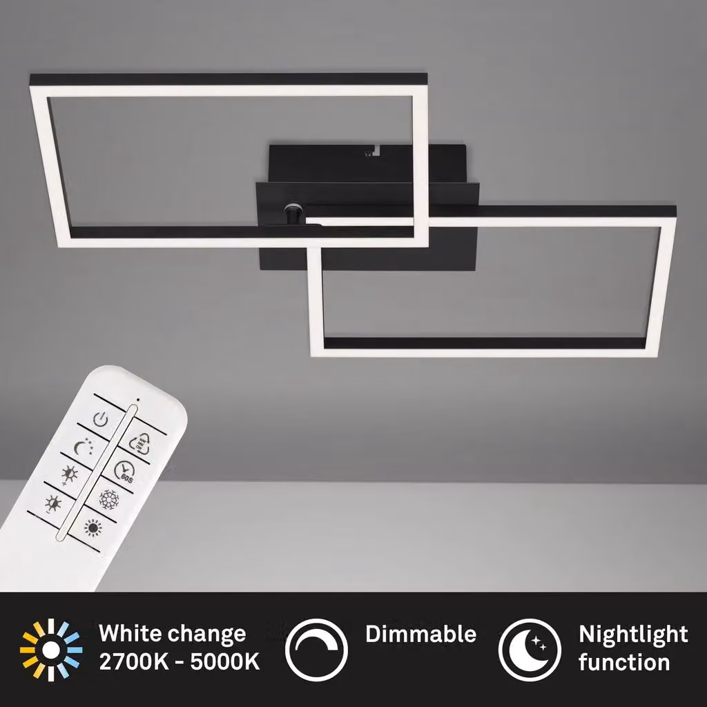 Briloner Black 30W CCT Dimmable LED Wall and Ceiling Light with Remote Control – 3