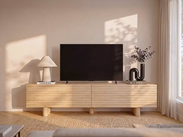 Vente-unique LUDIMA TV Unit with 2 Doors in Light Oak MDF – 1