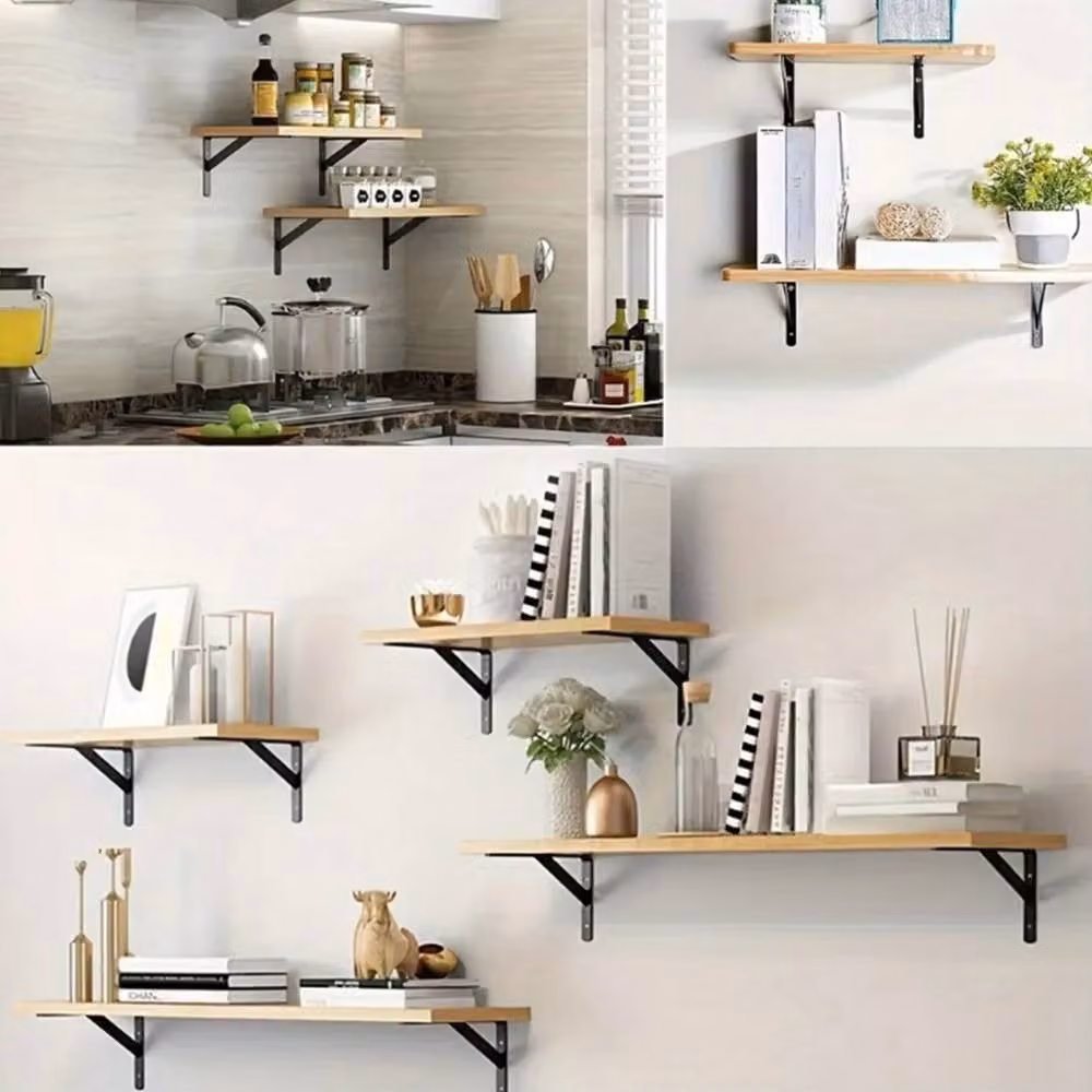 SPETLEK 12-Piece Stainless Steel L-Shaped Wall-Mounted Shelf Brackets in Black – 3