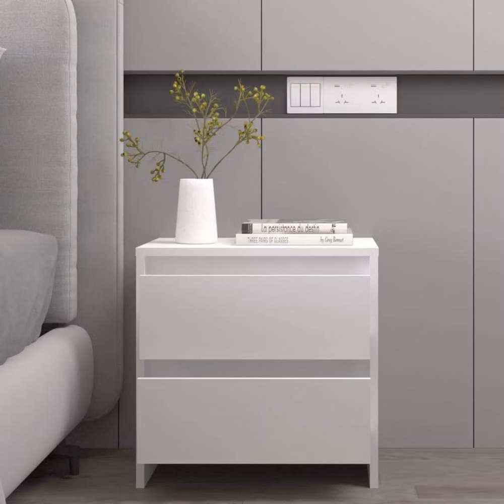 Berkfield Home Set of 2 White Bedside Cabinets, W/D/H: 45 x 34.5 x 44.5 cm – 2