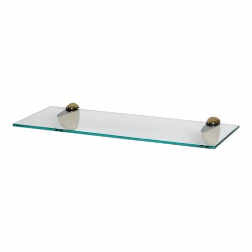 Harbour Housewares Floating Glass Bathroom Shelf, Gold and Transparent, W: 50 cm, D: 13 cm, H: 0.5 cm