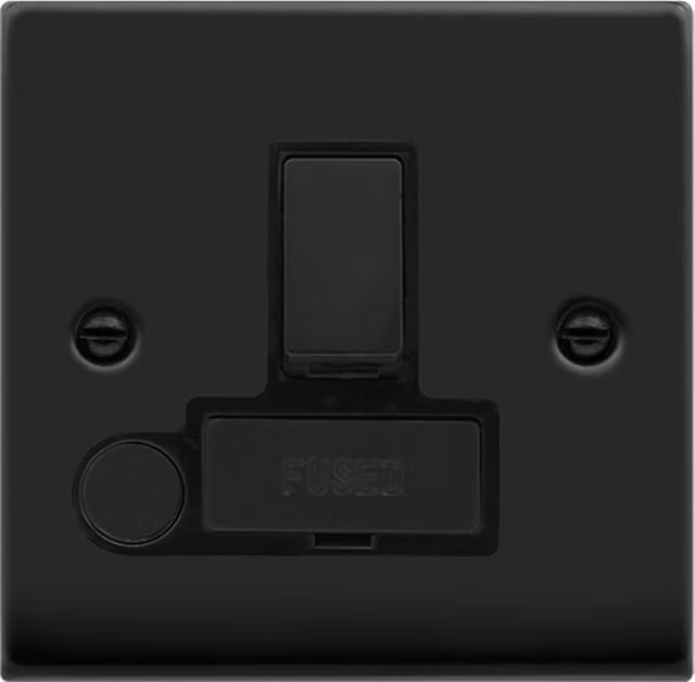 SE HOME Matt Black 13A Fused Ingot Connection Unit Switched With Flex