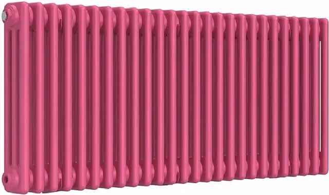 Lux Heat Horizontal 3 Column Steel Radiator in Pink, W: 119 cm, H: 50 cm