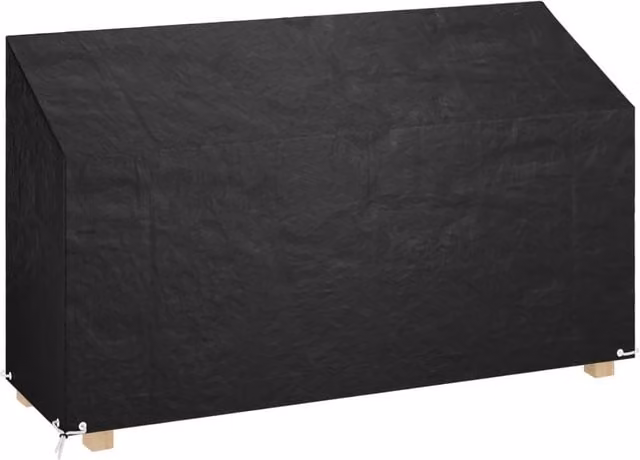 Berkfield Black Polyethylene Garden Bench Cover with 12 Eyelets, W: 210 cm, D: 70 cm, H: 70-88 cm