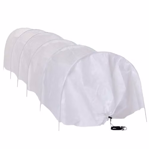 Garden Gear Fleece Greenhouse Grow Tunnel 3m Plant Protection Cover with Galvanised Steel Hoops and Drawstring Ends in White