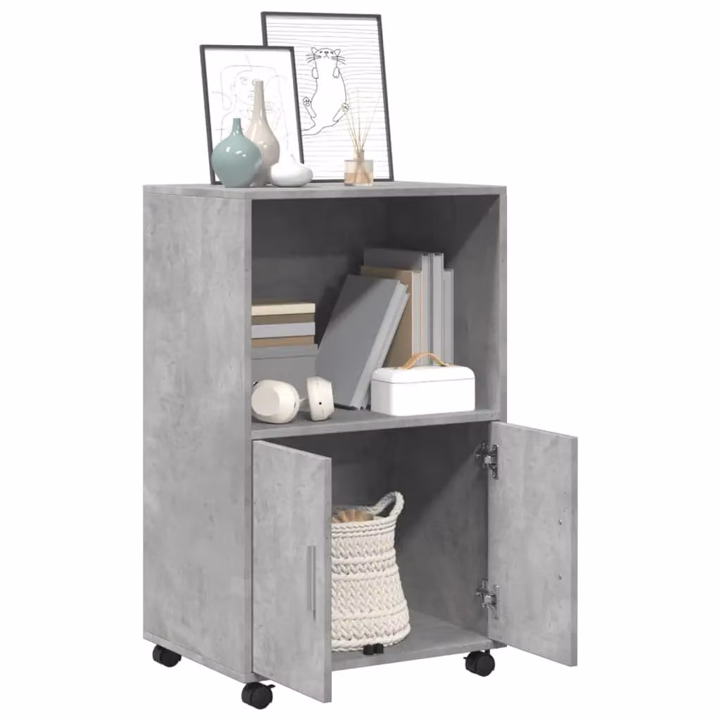 Berkfield Home Rolling Cabinet in Concrete Grey, W/D/H: 55 x 40 x 91 cm – 3