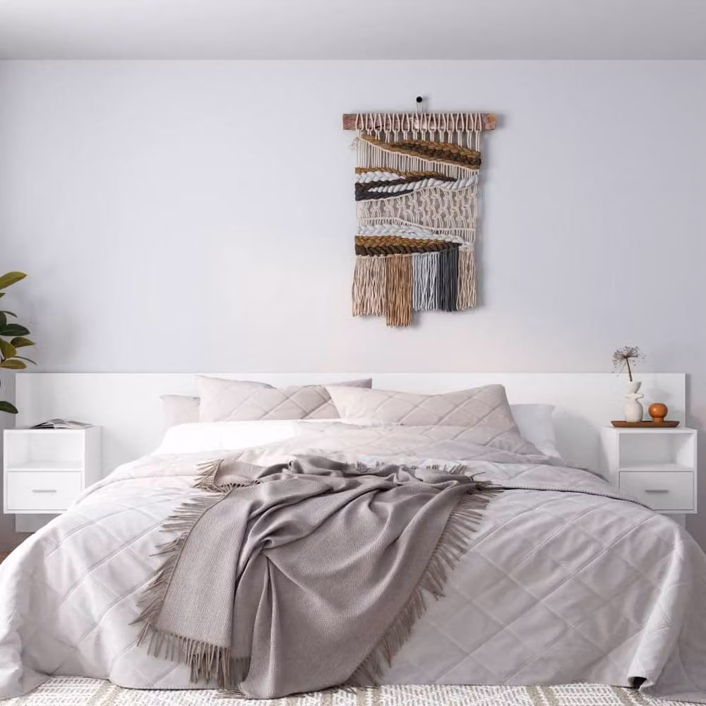 Berkfield Home White Engineered Wood Bed Headboard with Integrated Nightstands and Side Compartments – 2