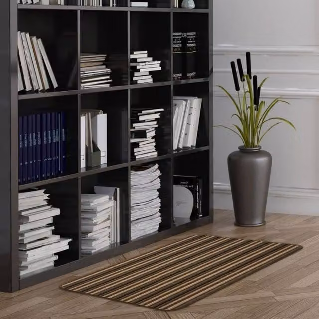 The Rug Shop UK Chocolate Striped Brown Rectangular Mat, W: 67 cm, L: 240 cm
