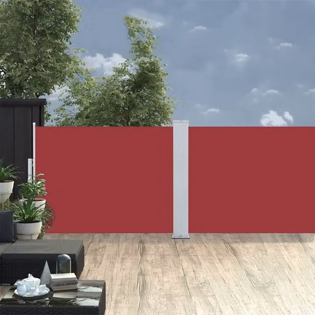 Berkfield Home Red Retractable Side Awning with Steel and Aluminium Frame, W: 100 cm, D: 1000 cm