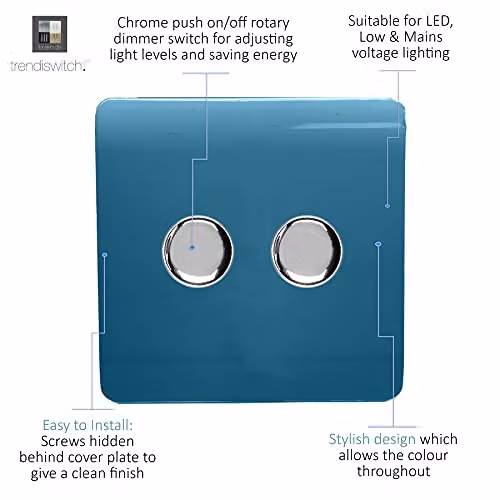 Trendi Modern Blue 2 Gang 2 Way LED Dimmer Switch – 2
