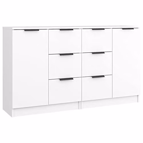 vidaXL Set of 2 White Minimalist Sideboards in Matt MDF, W/D/H: 60 x 30 x 70 cm
