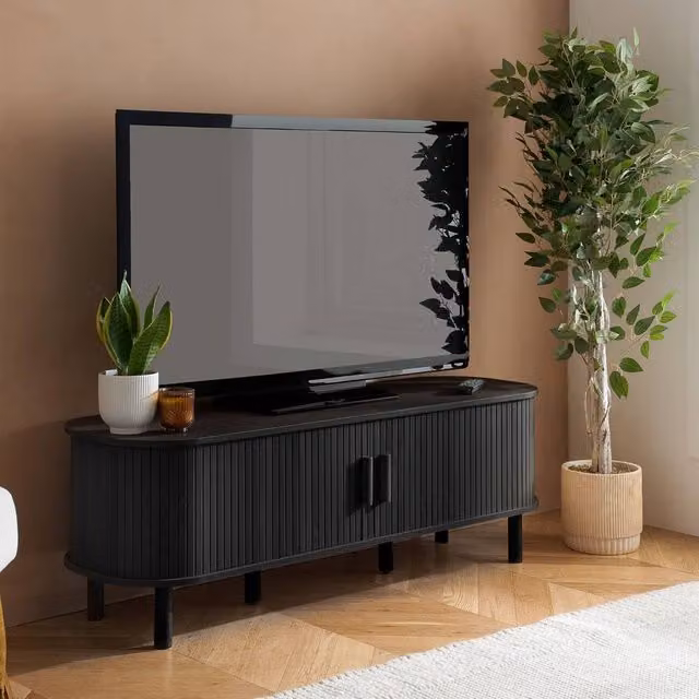 Birlea Axel Fluted Small TV Unit in Black Matt MDF