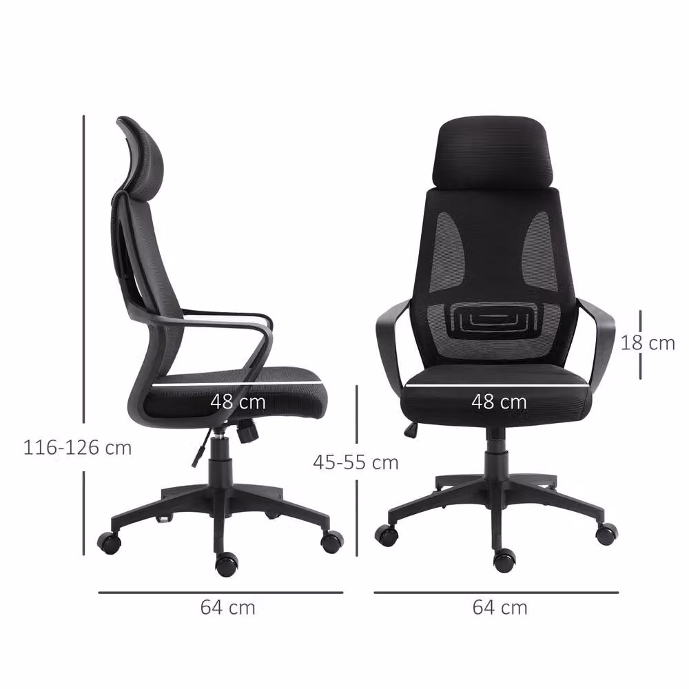 Rolipo Ergonomic High Back Mesh Office Chair with Headrest and Armrests in Black – 5