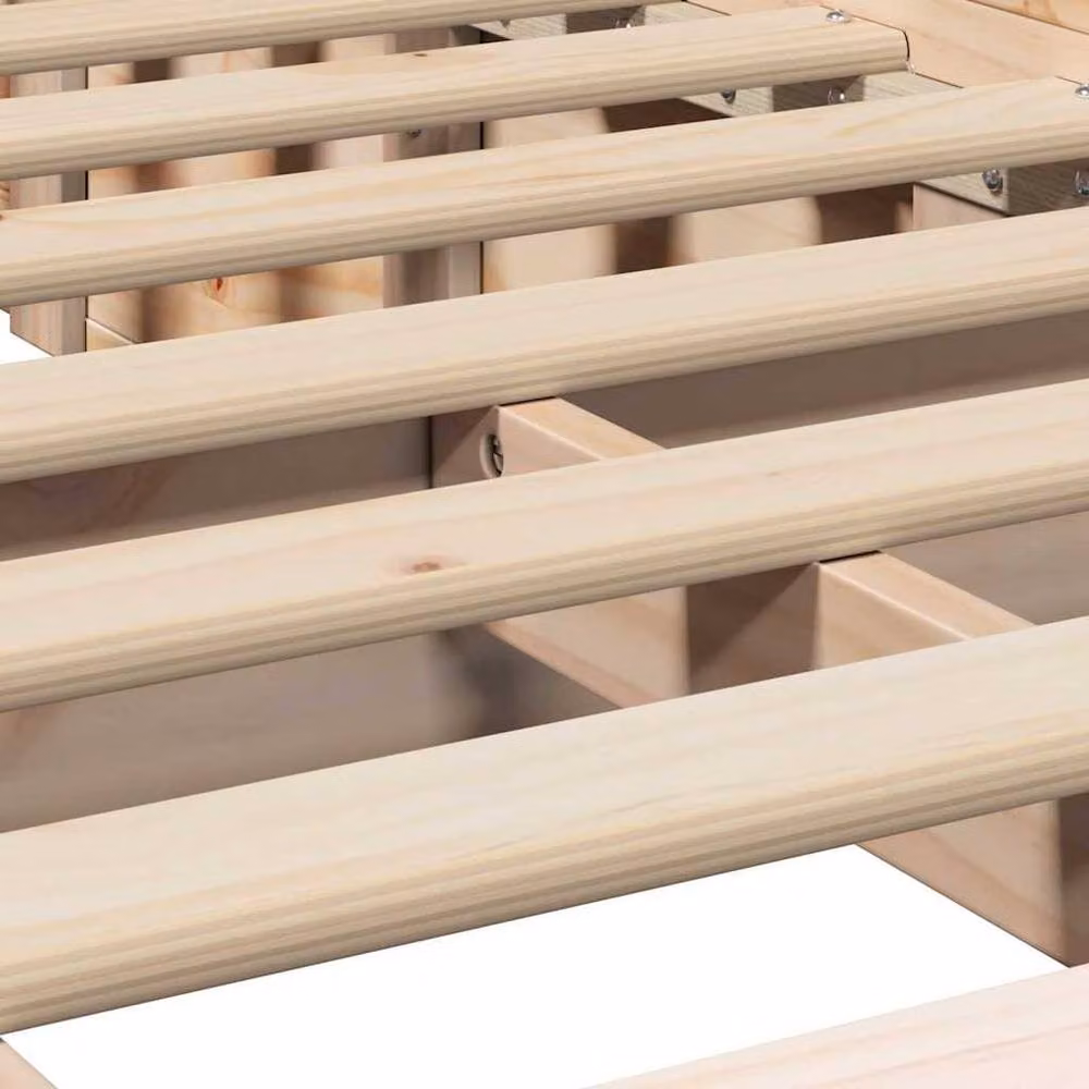 Berkfield Home Beautiful Solid Pine Wood Bed Frame with Lift Up Base, Beige, W/D/H: 90 x 190 cm – 3