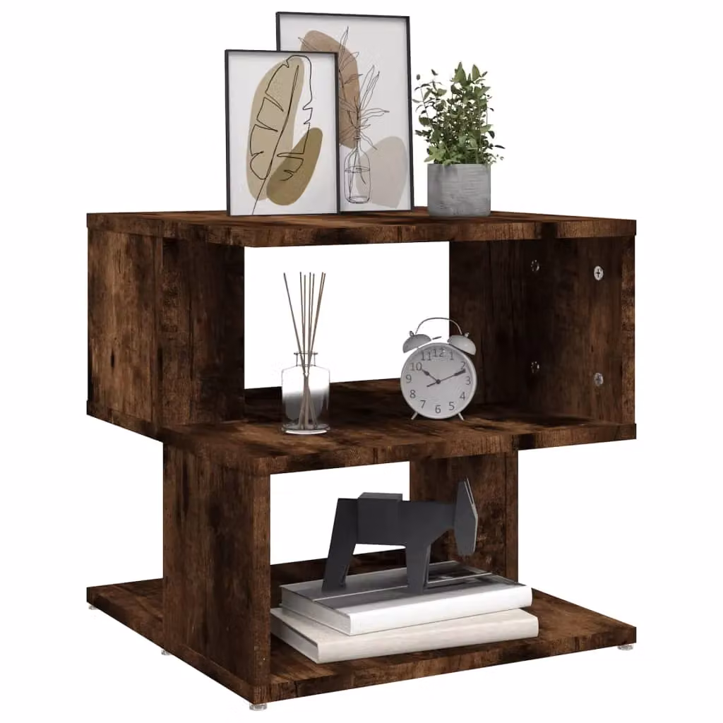 Berkfield Home Modern Square Side Table in Smoked Oak Brown, W/D/H: 40 x 40 x 40 cm – 5