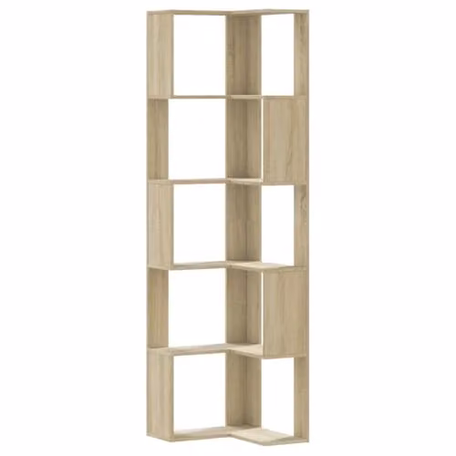 vidaXL 5-Tier Corner Bookcase in Brown Sonoma Oak, W/D/H: 50 x 50 x 179 cm