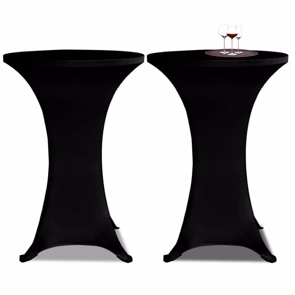Berkfield Home Black Stretch Round Tablecloth, 2 Pack, Diameter: 80 cm – 2