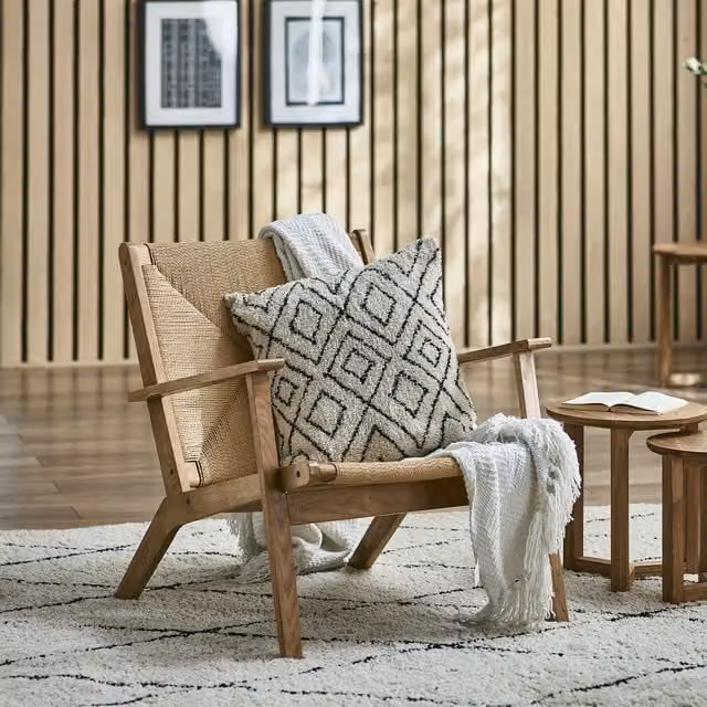 Julian Bowen Icaria Oak Chair with Fabric Seat and Armrests