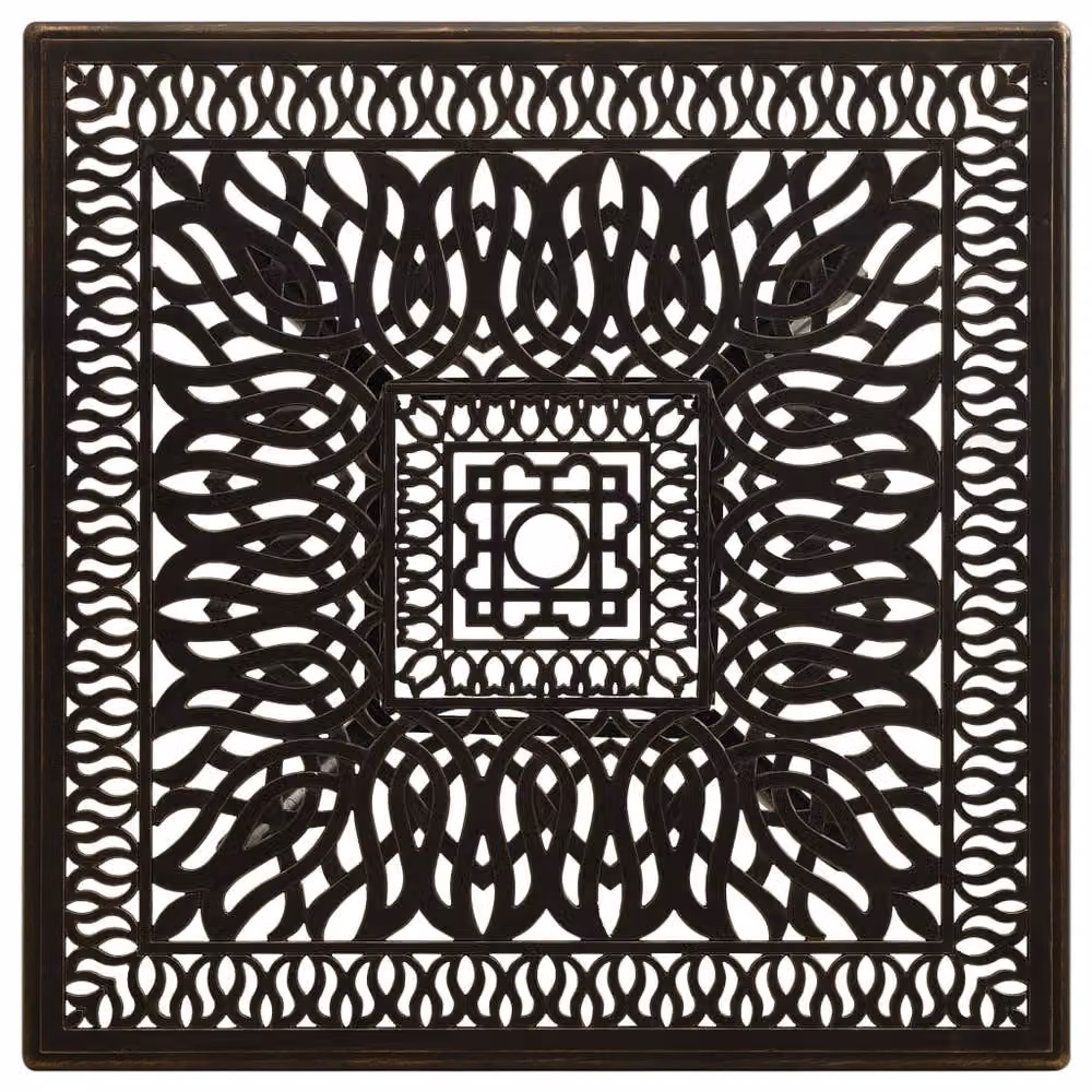 Berkfield Home Garden Table in Bronze Brown Cast Aluminium, W/D/H: 90 x 90 x 73 cm – 2