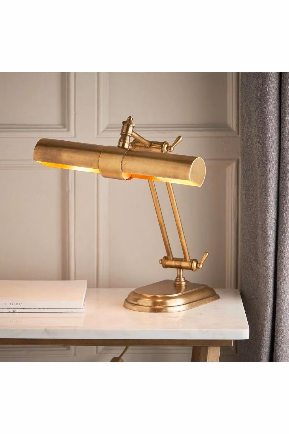 Netlighting Winchester 2 Light Banker Table Lamp in Gold Brass with LED E14 Bulb – 2