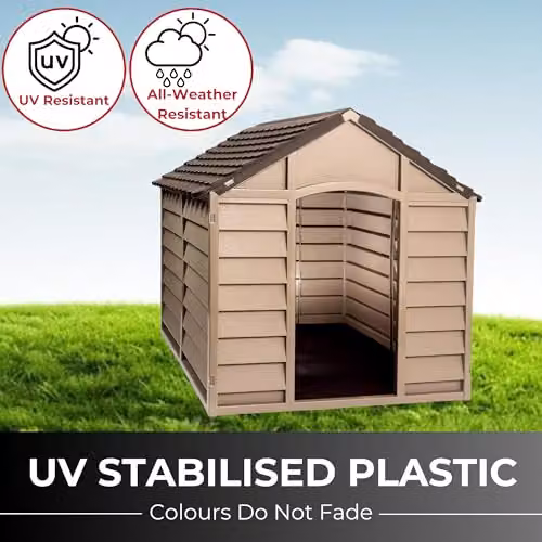 Samuel ALEXANDER Weatherproof Plastic Dog Kennel in Brown, W/D/H: 71 x 71 x 68 cm – 5