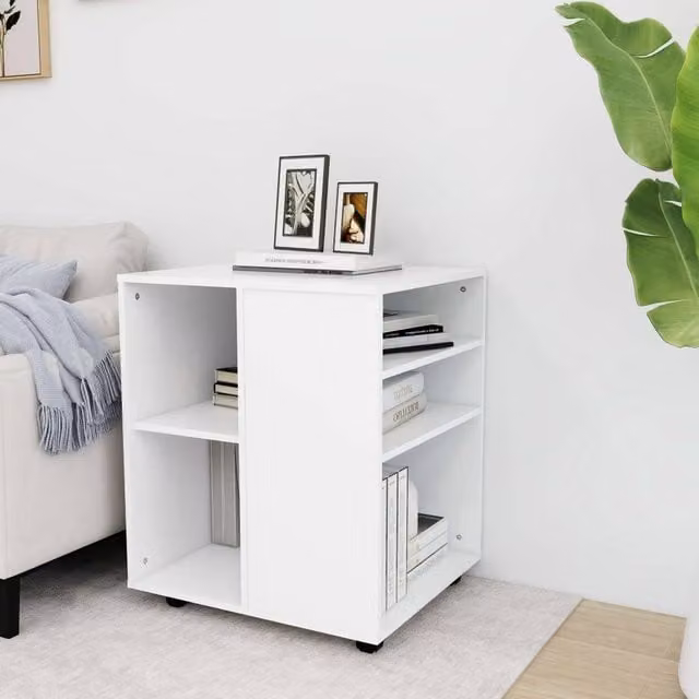 Berkfield Home Rolling Cabinet in White, W/D/H: 60 x 53 x 72 cm