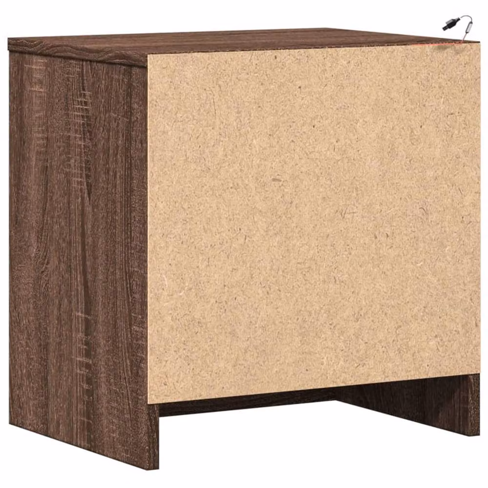 Berkfield Home Set of 2 Modern Brown Oak Bedside Cabinets with Integrated LED Lighting – 3