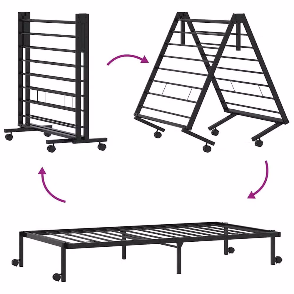 Berkfield Home Elegant Foldable Rollaway Bed Frame in Black Metal, W: 107 cm, H: 30 cm, L: 203 cm – 4