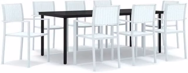 Berkfield Home 9 Piece Modern Garden Dining Set in White – 1
