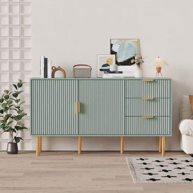 HMD Modern Green and Gold Metal Sideboard