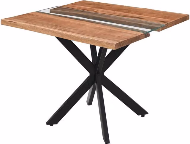 KDMK Live Edge Square River Dining Table in Brown and Black