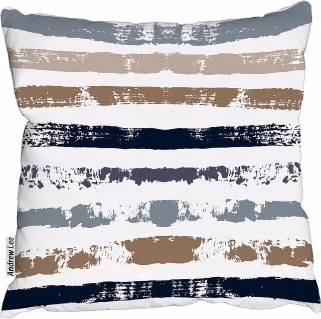 Andrew Lee Brush Strokes Graphic Square Cushion, White and Multicolour, W: 60 cm, H: 60 cm
