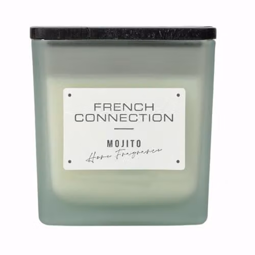 French Connection Mango Mojito Scented Candle, 200g, Green Square Glass Jar with Wooden Lid – 1