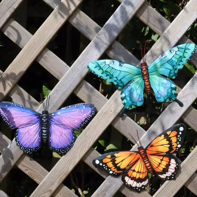 Betley Butterfly Set of 3 Multicoloured Metal Butterfly Wall Decorations