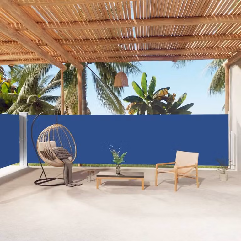 Berkfield Home Retractable Side Awning in Blue, W/H: 1000 x 160 cm