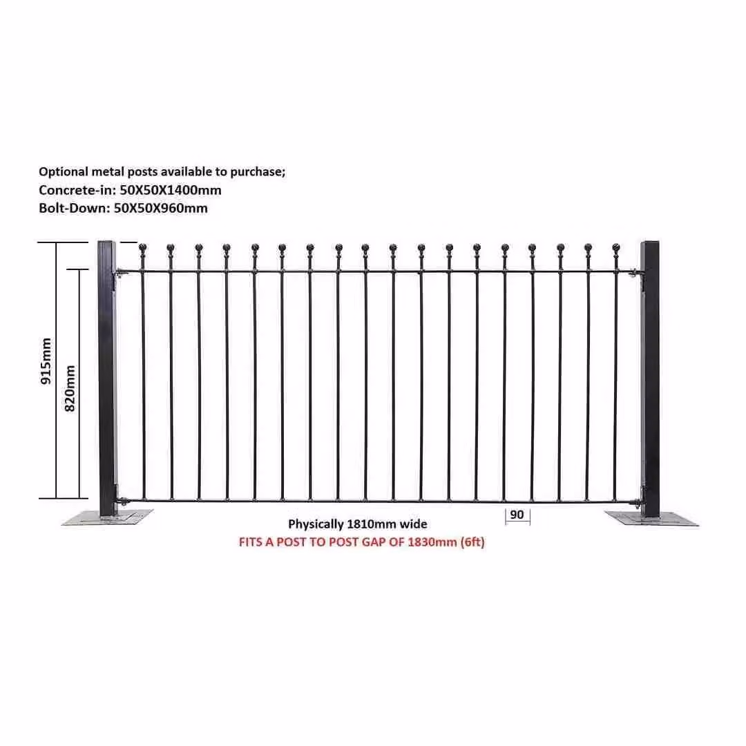 Burbage Iron Craft Manor Fence Panel in Black Powder-Coated Galvanised Steel, W: 183 cm, H: 91.5 cm – 2